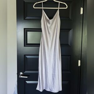 NWT Whyte Valentyne silver satin cowl neck midi slip dress size AU6 size US2